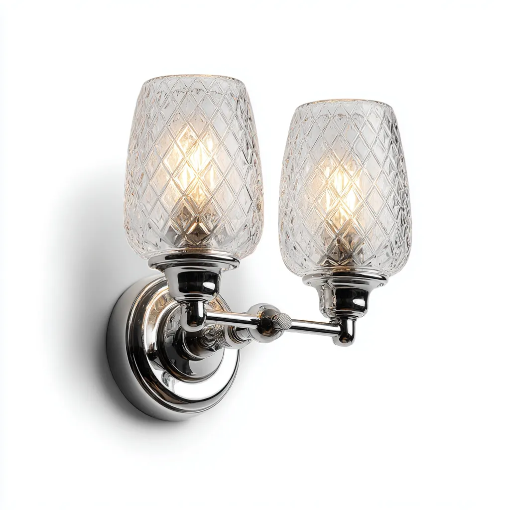 Aplique de pared - metal y vidrio - 22x26 cm - plateado - para interiores - estilo moderno-Luxemylab