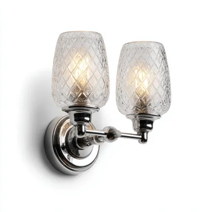 Aplique de pared - metal y vidrio - 22x26 cm - plateado - para interiores - estilo moderno-Luxemylab