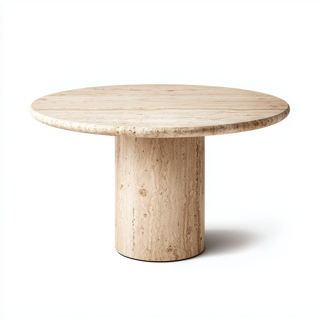 Mesa de comedor travertino 140x140x75 cm beige apta para comedor - diseño moderno-Luxemylab