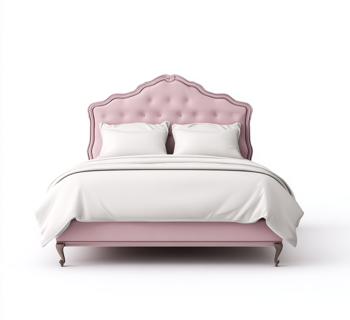 Cama matrimonial madera y tela 200x180x120 cm - rosa-madera natural - estilo clásico adecuada para dormitorio-Luxemylab