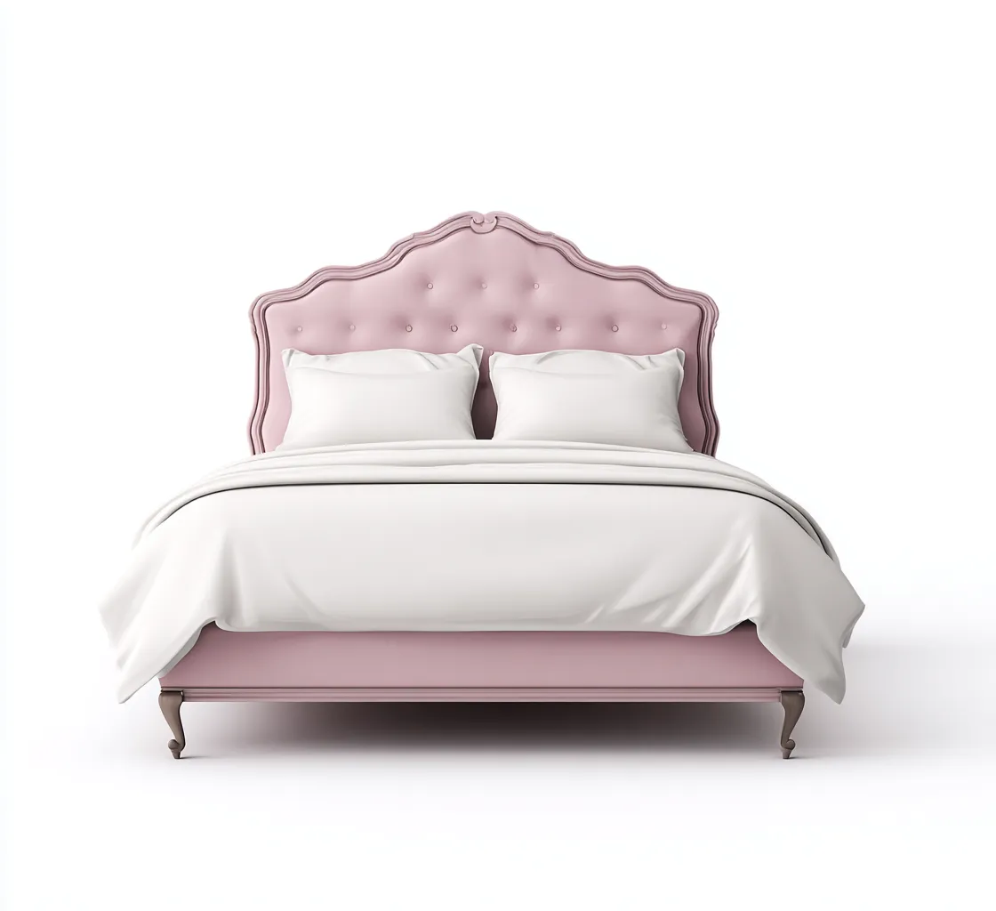 Cama matrimonial madera y tela 200x180x120 cm - rosa-madera natural - estilo clásico adecuada para dormitorio-Luxemylab