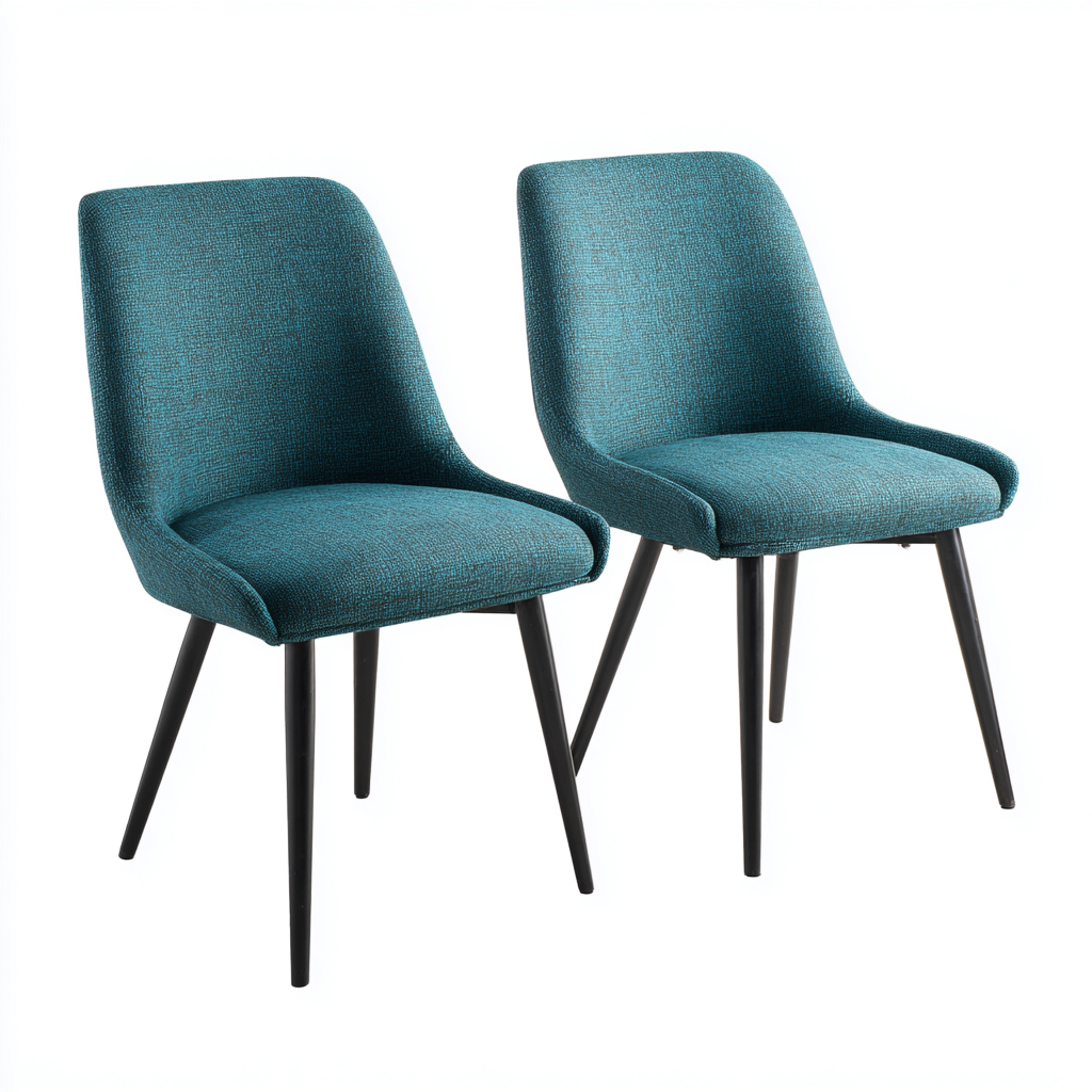 Sillas de comedor - Madera y tapizado - 50x47x84 cm - Azul-negro - Diseño moderno para comedor-Luxemylab