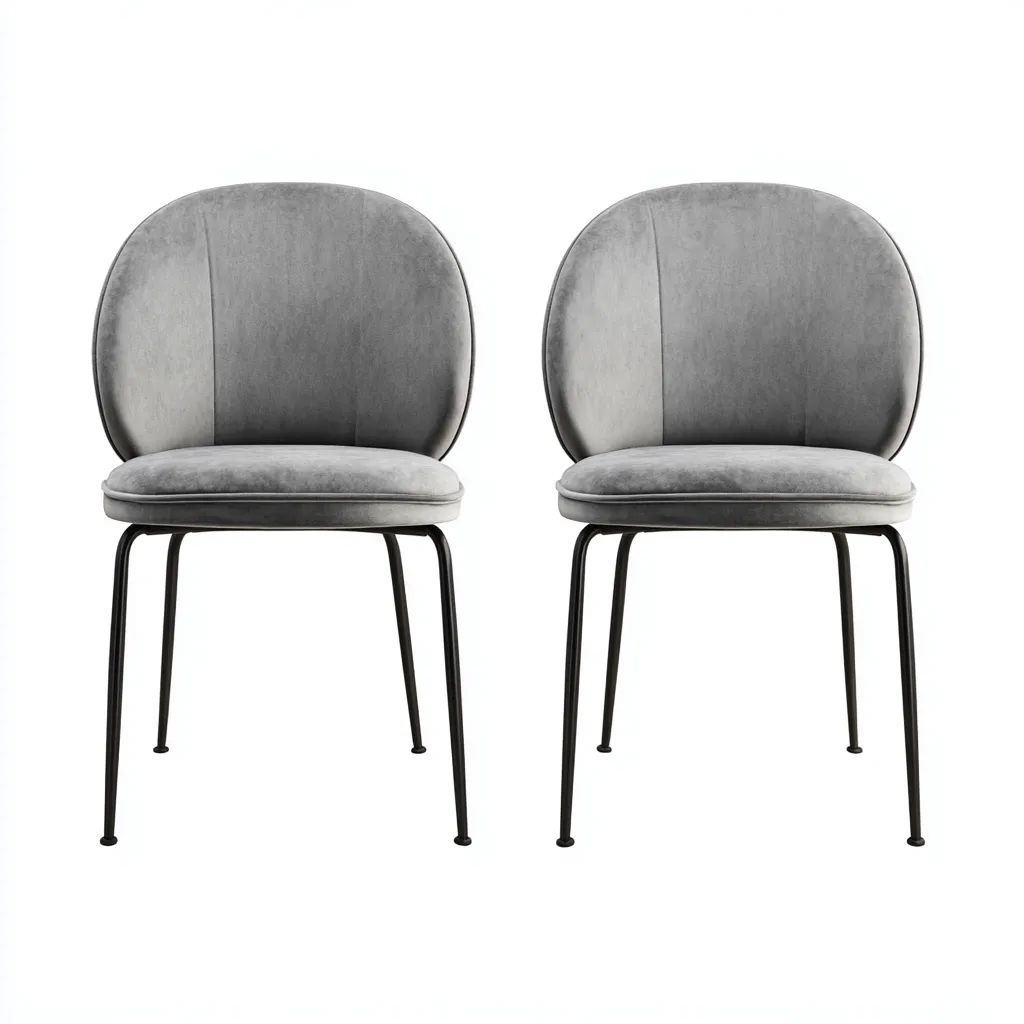 Sillas de comedor tapizadas en terciopelo 49x47x83 cm - gris - apto para comedor - diseño moderno-Luxemylab