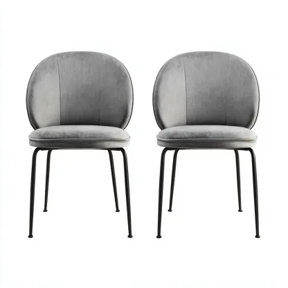 Sillas de comedor tapizadas en terciopelo 49x47x83 cm - gris - apto para comedor - diseño moderno-Luxemylab