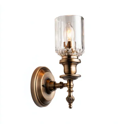 Aplique de pared - metal y vidrio - 12x30 cm - dorado - para interiores - estilo clásico-Luxemylab