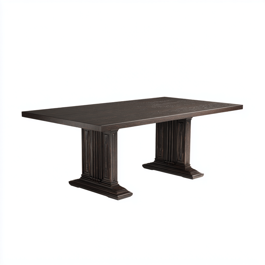 Mesa de comedor madera 220x100x76 cm color nogal oscuro apta para comedor - diseño clásico-Luxemylab