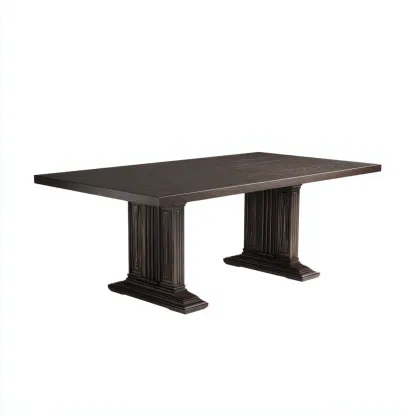 Mesa de comedor madera 220x100x76 cm color nogal oscuro apta para comedor - diseño clásico-Luxemylab