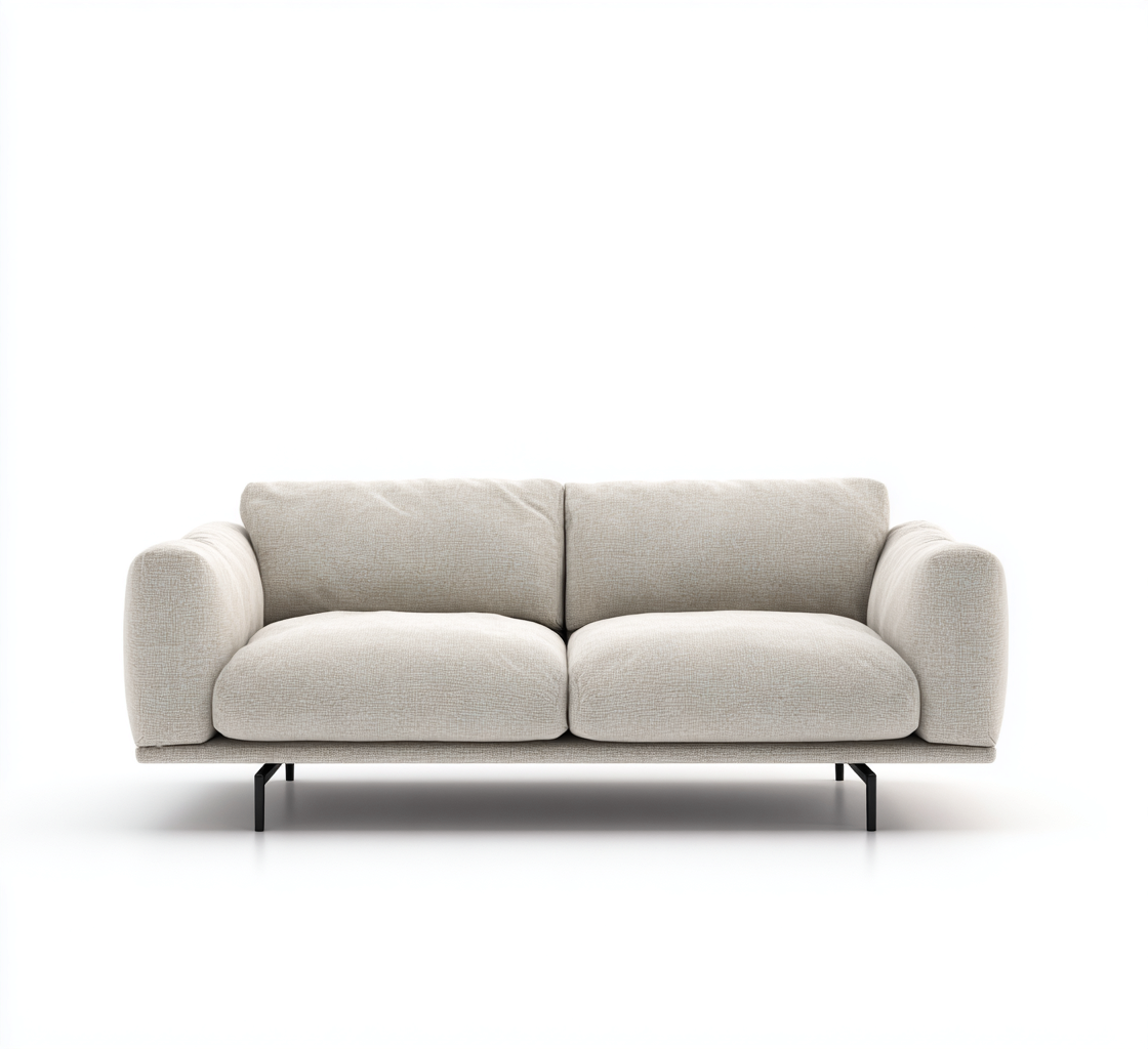 Sofá de 2 plazas tela 155x85x80 cm beige para salón diseño moderno-Luxemylab