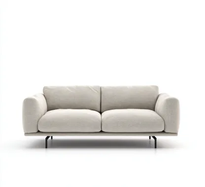 Sofá de 2 plazas tela 155x85x80 cm beige para salón diseño moderno-Luxemylab