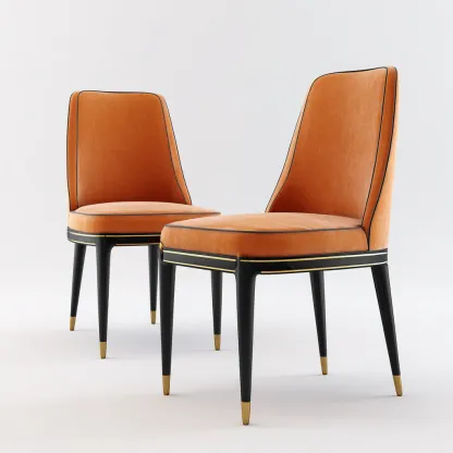 Sillas de comedor tapizadas en tela 50x47x90 cm - naranja - apto para comedor - diseño moderno-Luxemylab