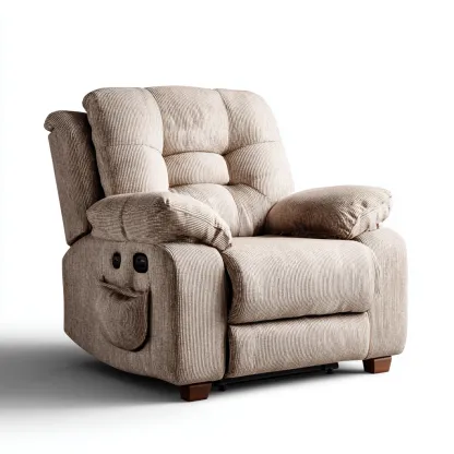 Sillón reclinable - Tela - 99x95x103 cm - Marrón claro - Diseño moderno para sala de estar-Luxemylab