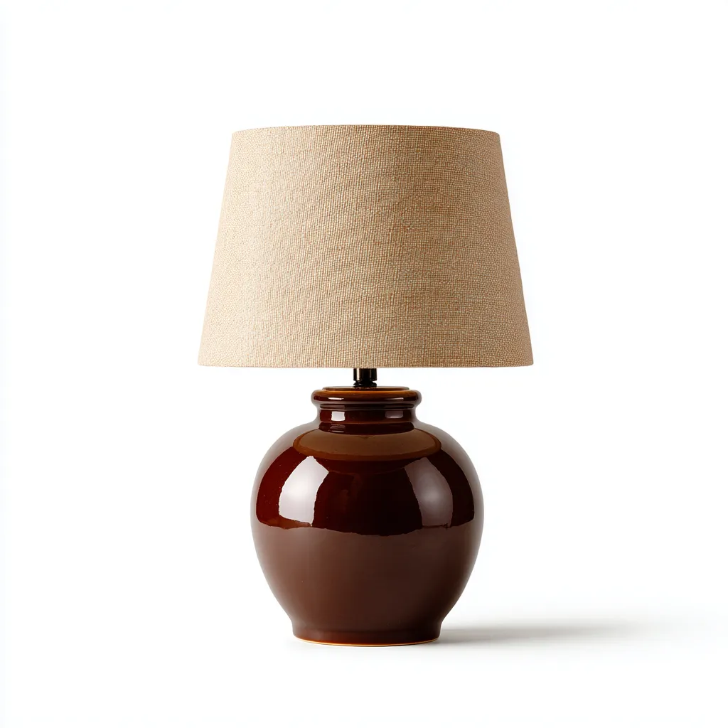 Lámpara de mesa de cerámica 30x30x45 cm - marrón-beige - adecuada para salón - estilo clásico cálido-Luxemylab