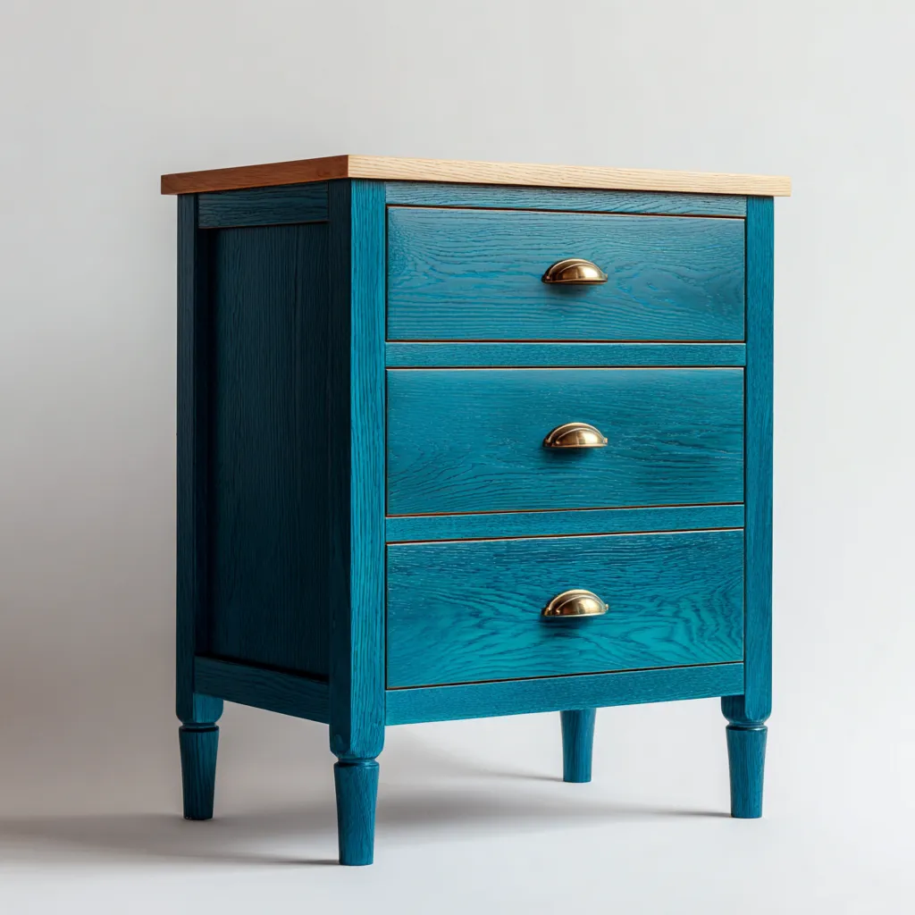 Archivador de madera 50x40x75 cm - azul-roble - adecuado para oficina - diseño funcional - estilo clásico-Luxemylab