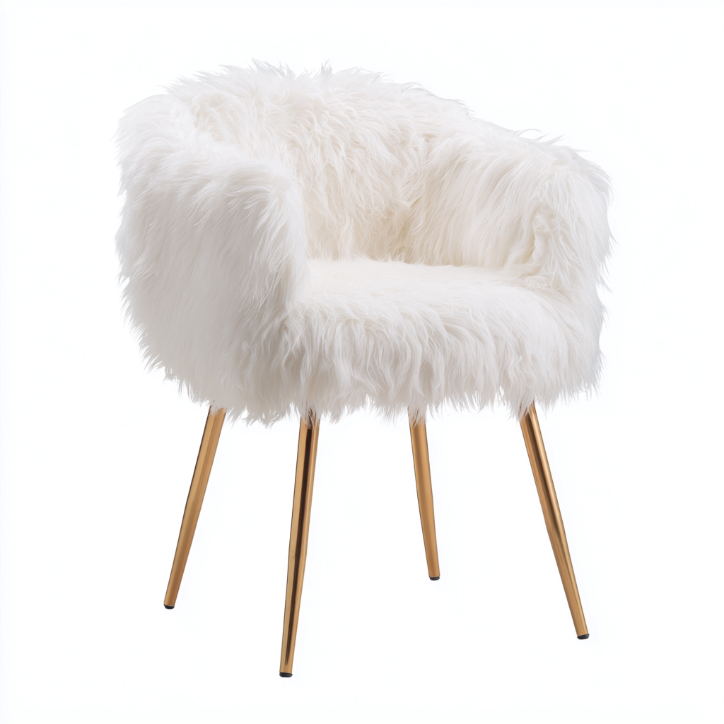 Silla de oficina pelo sintético 60x55x85 cm blanco diseño moderno estilo nórdico para oficina-Luxemylab