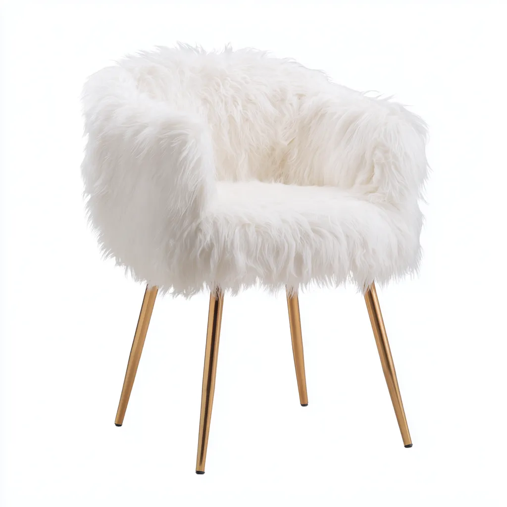 Silla de oficina pelo sintético 60x55x85 cm blanco diseño moderno estilo nórdico para oficina-Luxemylab