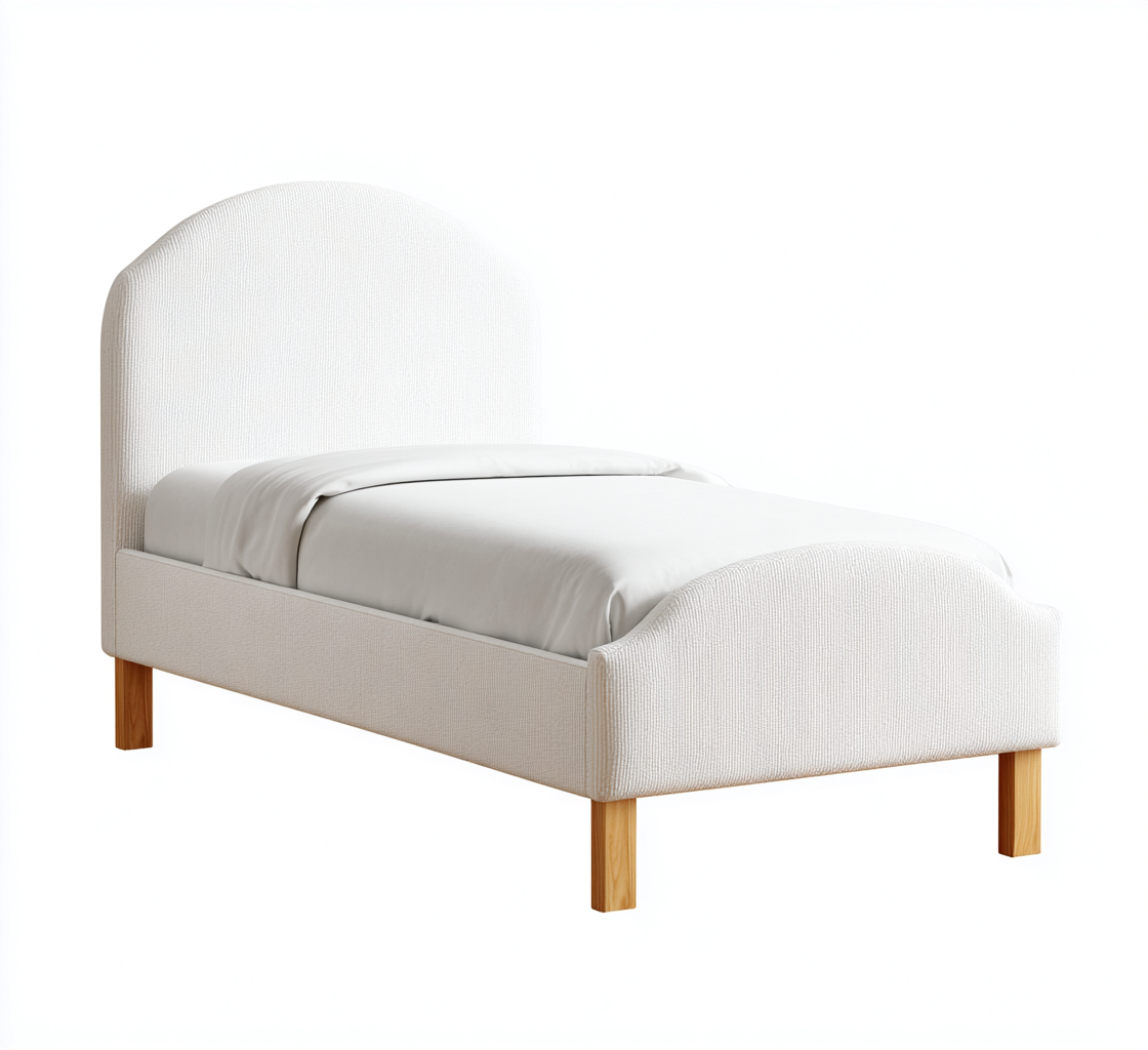 Cama individual tela 200x100x95 cm - blanco - apta para dormitorio - estilo moderno-Luxemylab
