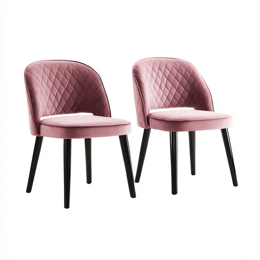 Sillas de comedor - Madera y tapizado - 52x49x84 cm - Rosa-negro - Diseño moderno para comedor-Luxemylab