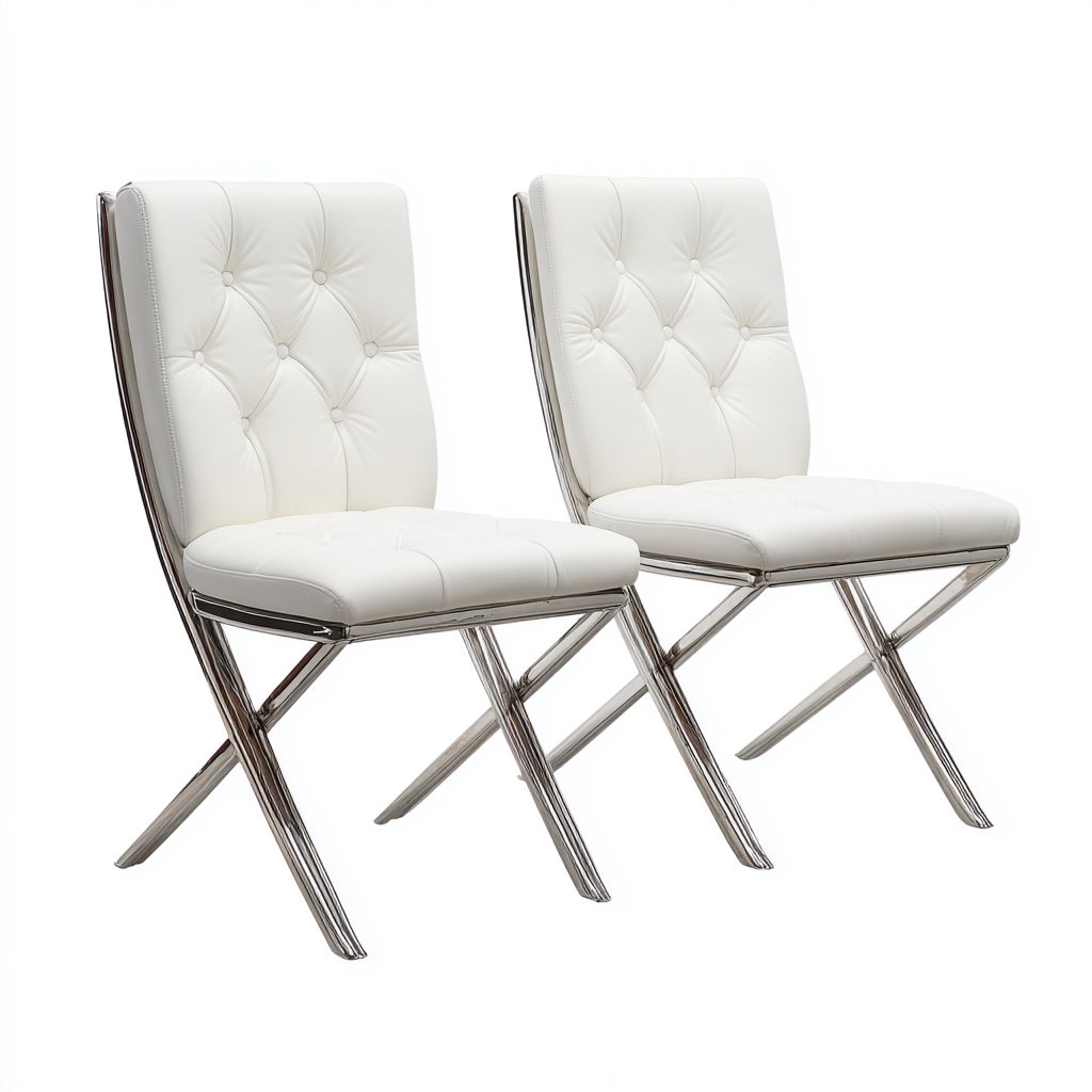 Sillas de comedor piel sintética 45x55x95 cm blanco diseño moderno para comedor-Luxemylab