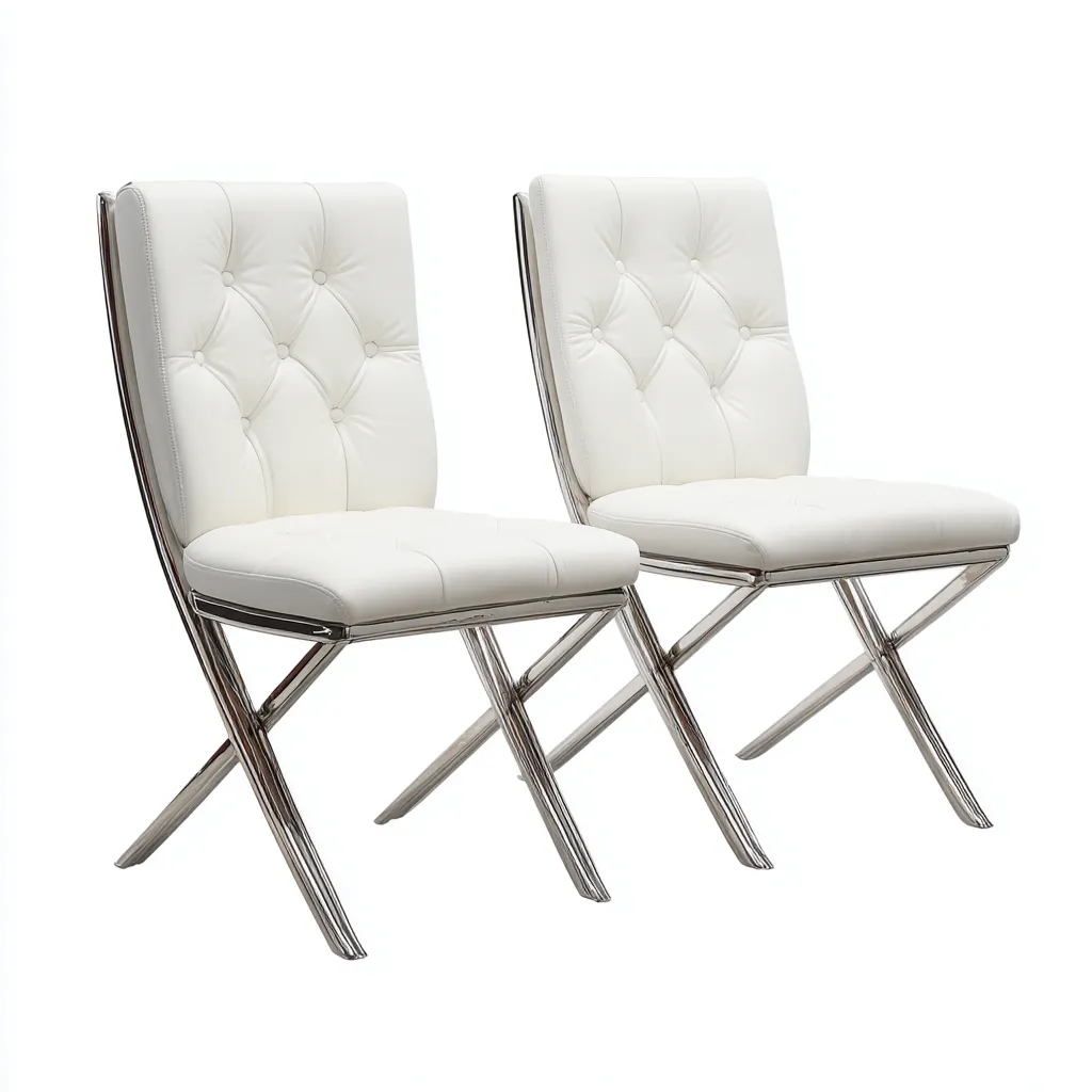 Sillas de comedor piel sintética 45x55x95 cm blanco diseño moderno para comedor-Luxemylab