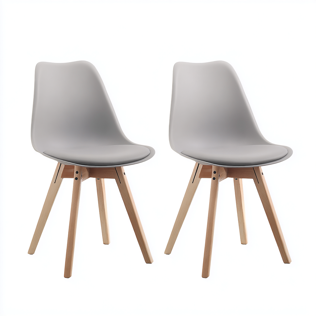 Sillas de comedor de plástico 52x48x83 cm - gris - apto para comedor - diseño moderno-Luxemylab
