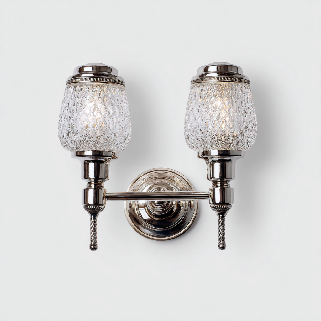 Aplique de pared - metal y vidrio - 23x27 cm - plateado - para interiores - estilo moderno-Luxemylab