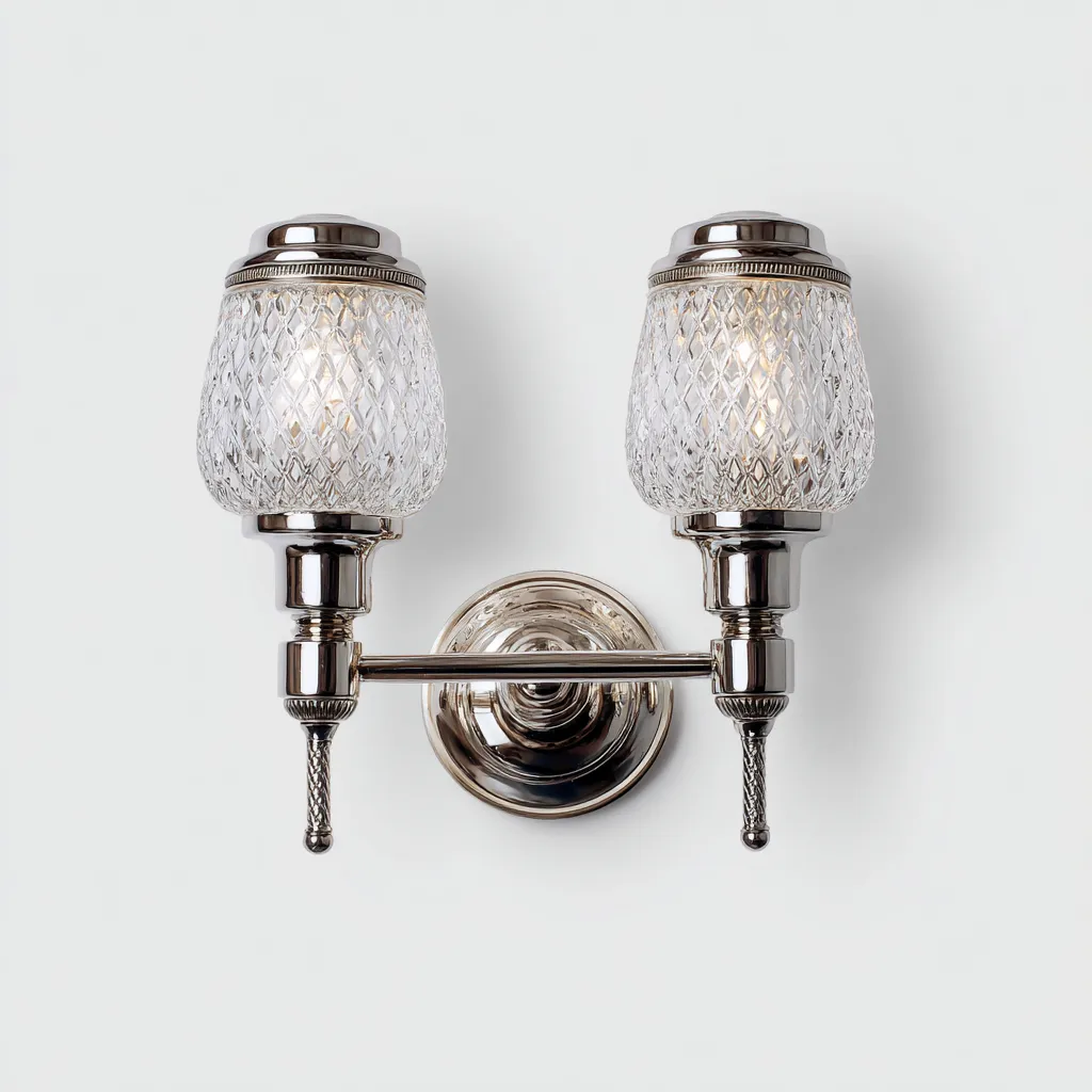 Aplique de pared - metal y vidrio - 23x27 cm - plateado - para interiores - estilo moderno-Luxemylab