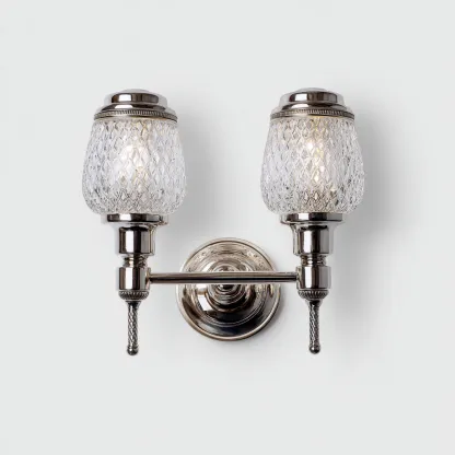 Aplique de pared - metal y vidrio - 23x27 cm - plateado - para interiores - estilo moderno-Luxemylab