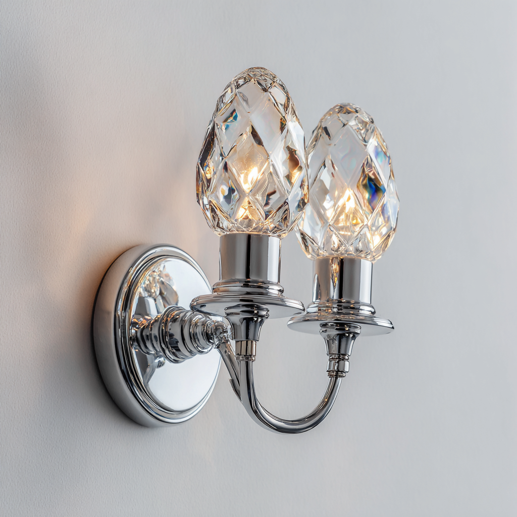 Aplique de pared - metal y vidrio - 22x24 cm - plateado - para interiores - estilo moderno-Luxemylab