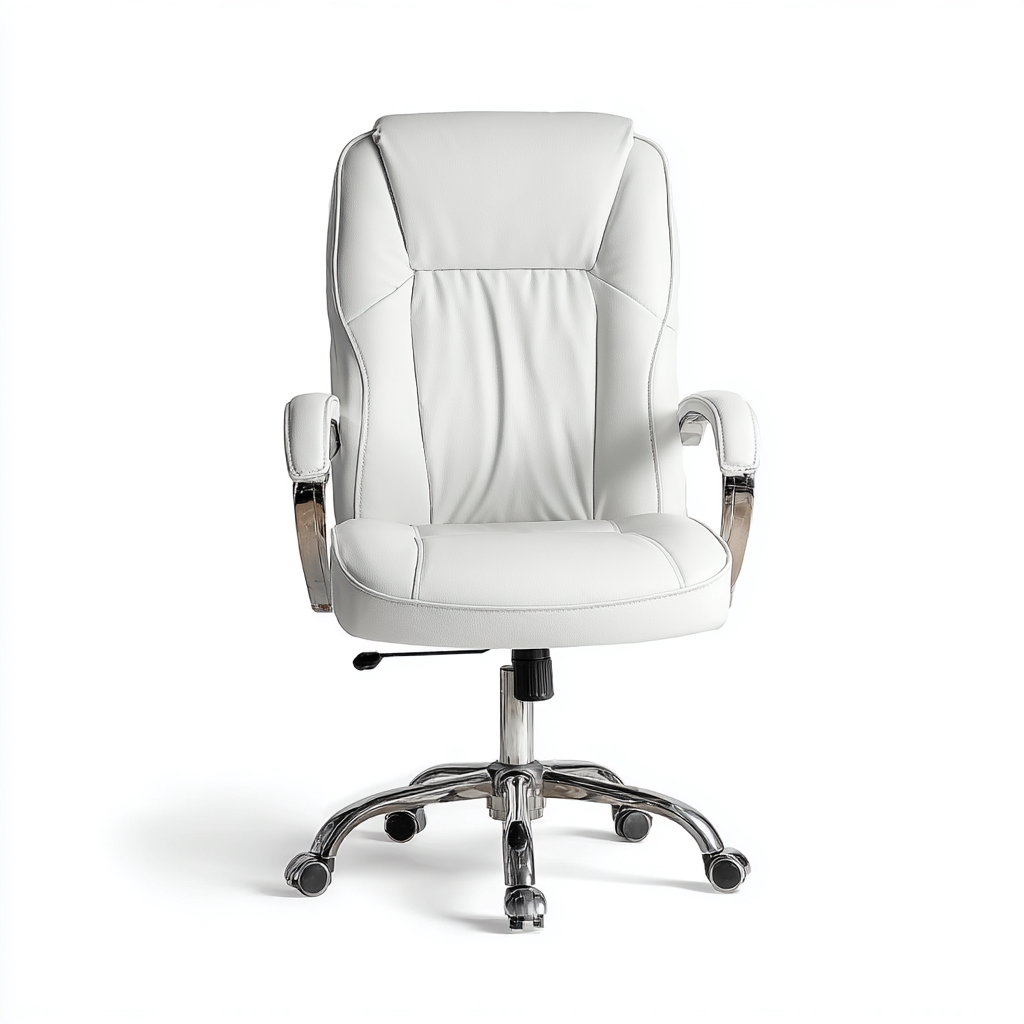 Silla de oficina piel sintética 70x65x115 cm blanco diseño ergonómico estilo moderno para oficina-Luxemylab
