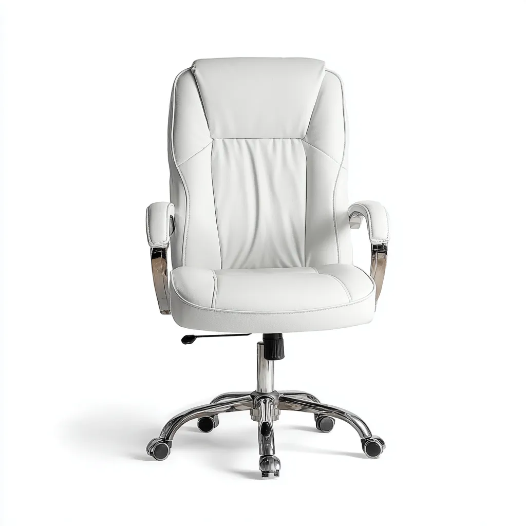 Silla de oficina piel sintética 70x65x115 cm blanco diseño ergonómico estilo moderno para oficina-Luxemylab