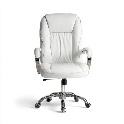 Silla de oficina piel sintética 70x65x115 cm blanco diseño ergonómico estilo moderno para oficina-Luxemylab