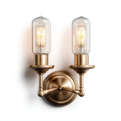 Aplique de pared metal y vidrio 27x33 cm - dorado-transparente - diseño clásico - apto para pasillo-Luxemylab