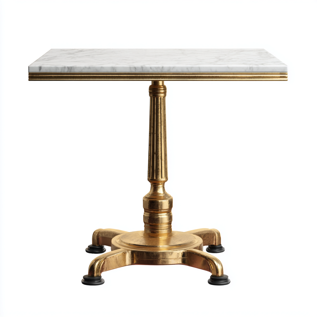 Mesa de comedor mármol-metal 80x80x75 cm blanco-dorado apta para comedor - diseño clásico-Luxemylab