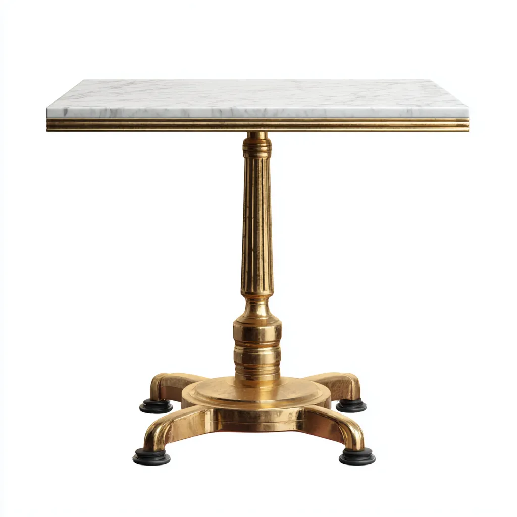 Mesa de comedor mármol-metal 80x80x75 cm blanco-dorado apta para comedor - diseño clásico-Luxemylab