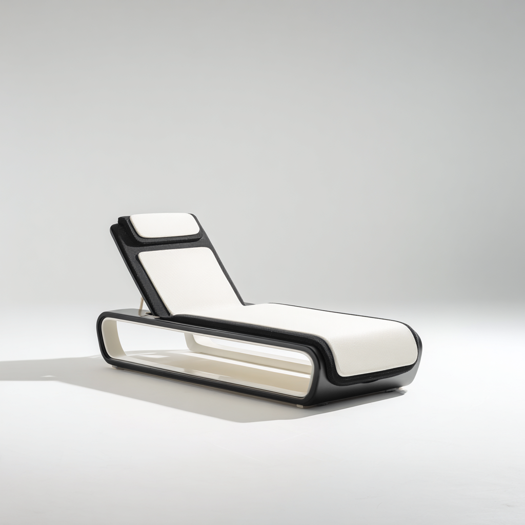 Tumbona de jardín estructura compuesta y superficie textil 189x72x76 cm - blanco-negro - estilo moderno apta para jardín-Luxemylab