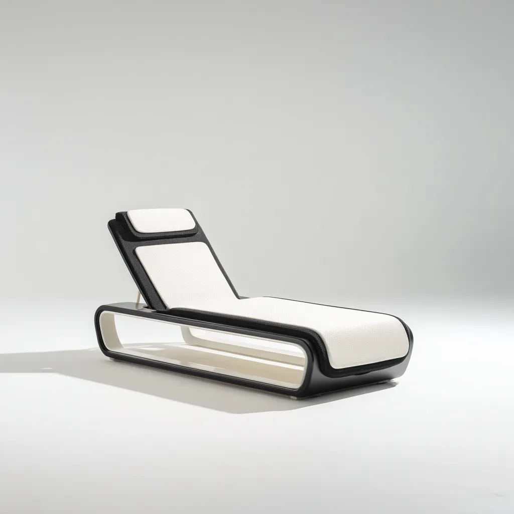 Tumbona de jardín estructura compuesta y superficie textil 189x72x76 cm - blanco-negro - estilo moderno apta para jardín-Luxemylab