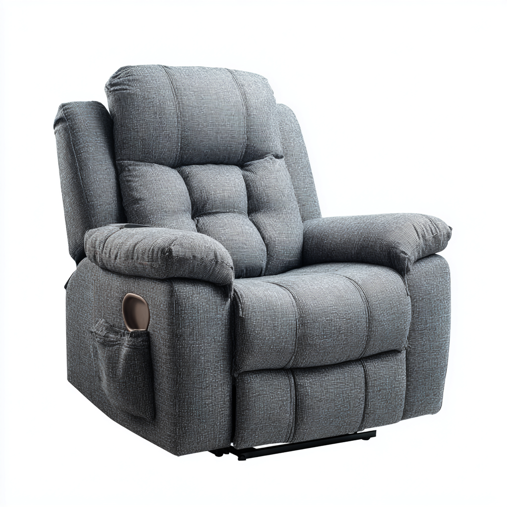Sillón reclinable - Tela - 101x96x105 cm - Gris - Diseño moderno para sala de estar-Luxemylab