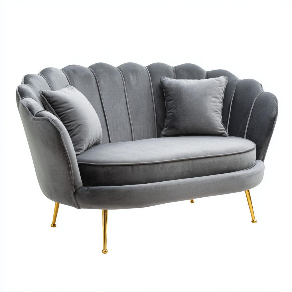 Sofá de 2 plazas terciopelo-metal 150x78x85 cm gris para salón diseño moderno-Luxemylab