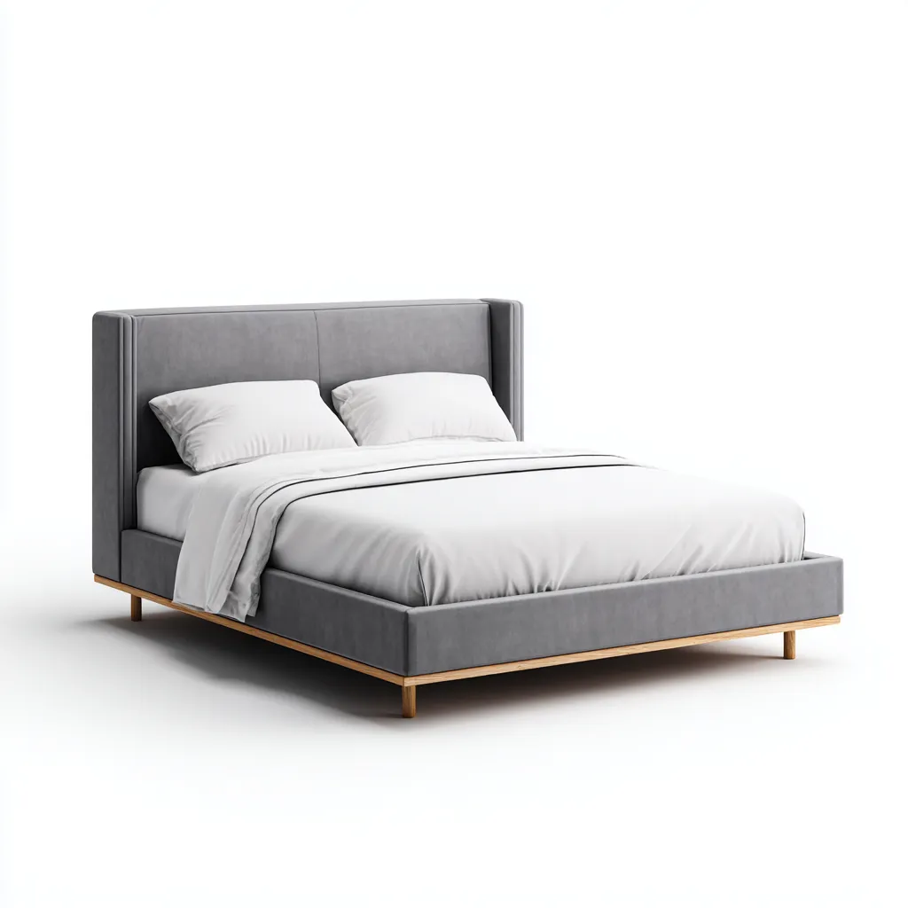 Cama matrimonial tapizada de tela 200x180x110 cm - gris - apta para dormitorio - diseño moderno elegante-Luxemylab