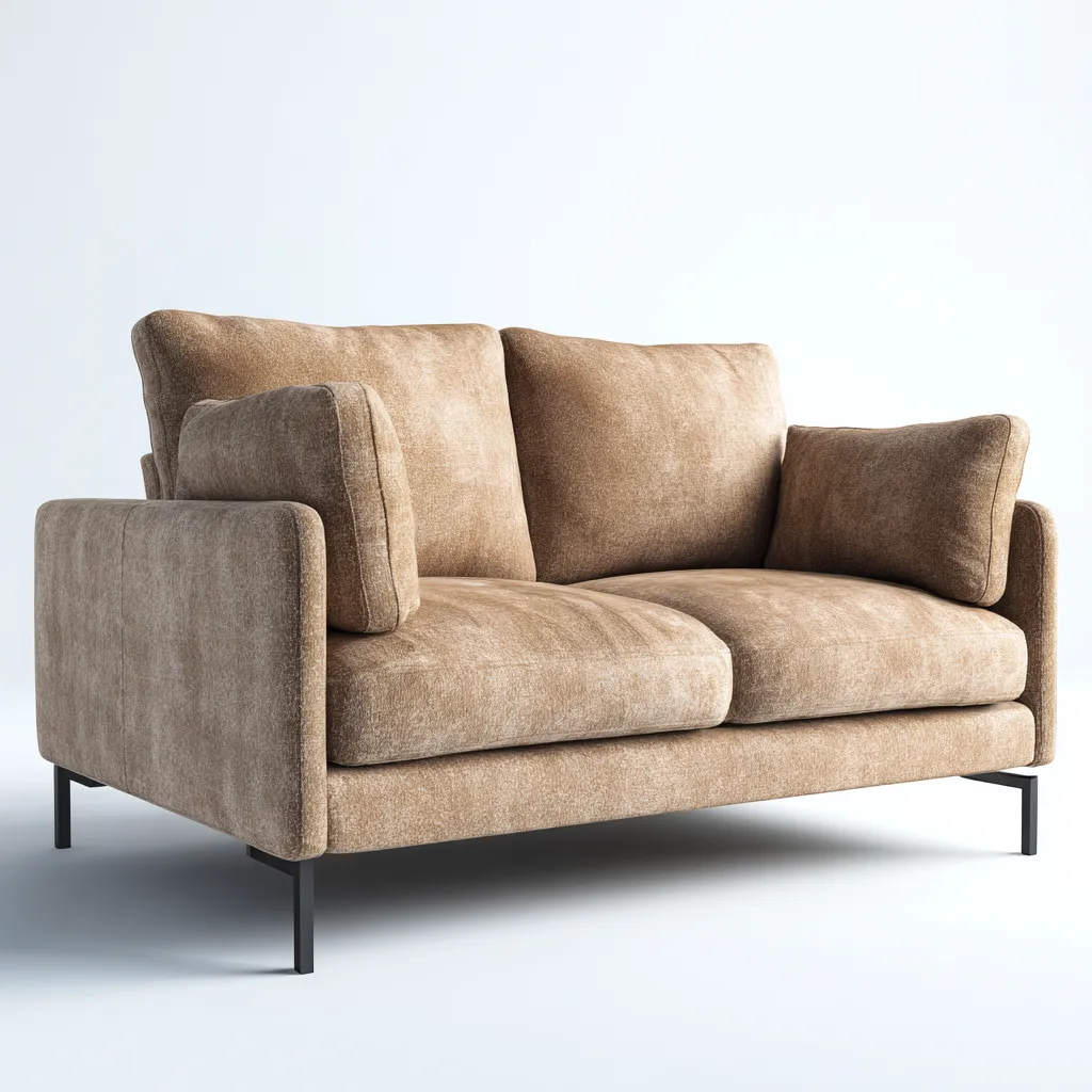 Sofá de 2 plazas tela 150x80x82 cm marrón para salón diseño moderno-Luxemylab