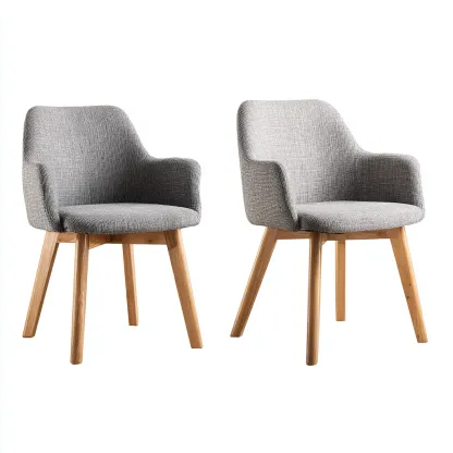 Sillas de comedor tapizadas en tela 58x55x85 cm - gris - apto para comedor - diseño moderno con reposabrazos-Luxemylab