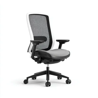 Silla de oficina malla transpirable 66x64x118 cm - gris-blanco-negro - diseño ergonómico - apta para oficina-Luxemylab
