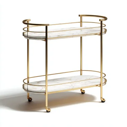 Carro de cocina - Metal y mármol sintético 78x40x85 cm - Dorado - Apto para cocina - Diseño moderno-Luxemylab