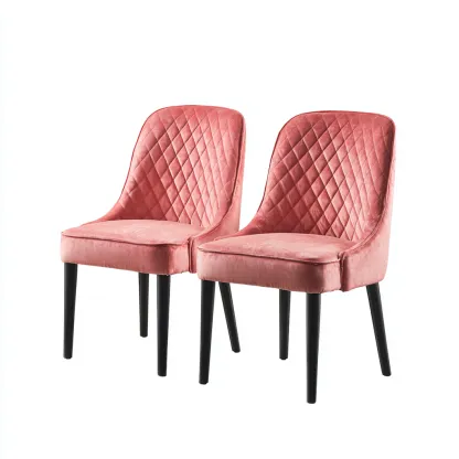 Sillas de comedor - Madera y tapizado - 50x47x81 cm - Rosa-negro - Diseño moderno para comedor-Luxemylab