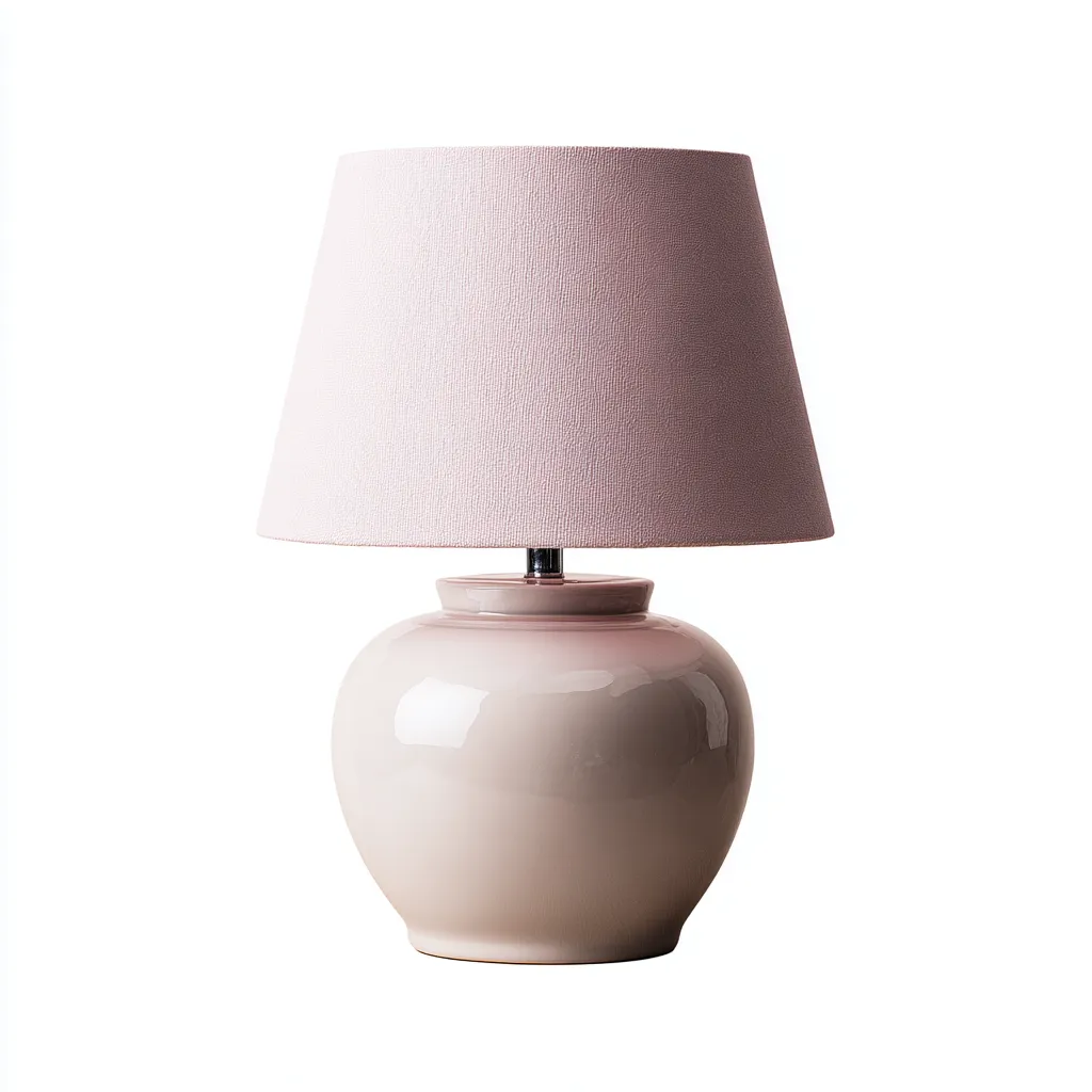 Lámpara de mesa cerámica 28x28x40 cm - rosa claro - estilo moderno - adecuada para salón-dormitorio-Luxemylab