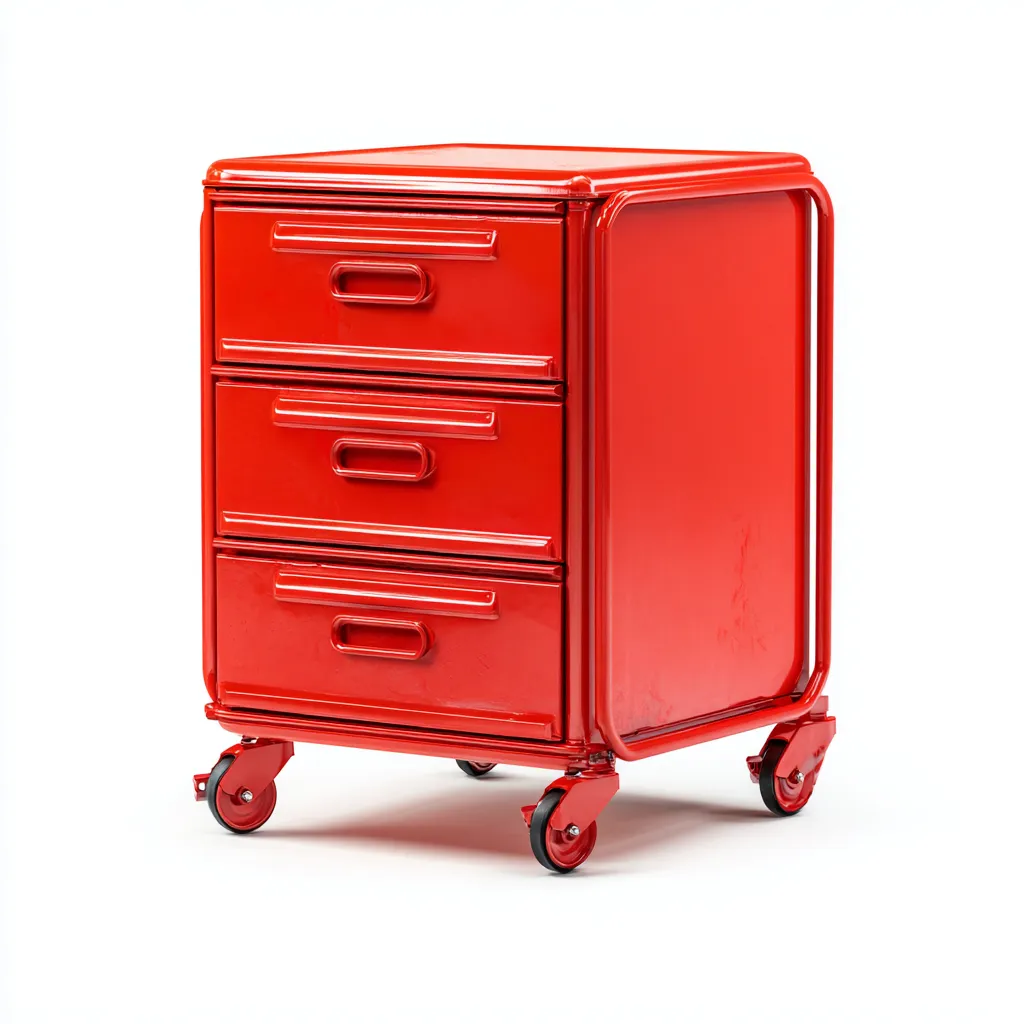 Archivador metálico 45x40x70 cm - rojo - adecuado para oficina - diseño funcional con ruedas - estilo industrial-Luxemylab