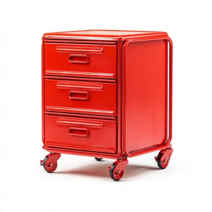 Archivador metálico 45x40x70 cm - rojo - adecuado para oficina - diseño funcional con ruedas - estilo industrial-Luxemylab