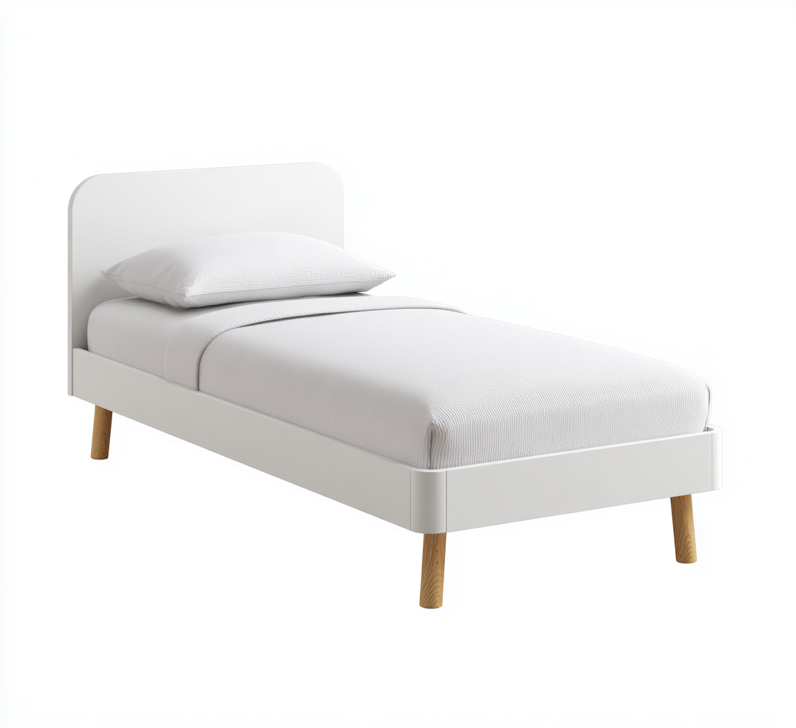 Cama individual madera 200x100x85 cm - blanco - apta para dormitorio - estilo moderno-Luxemylab