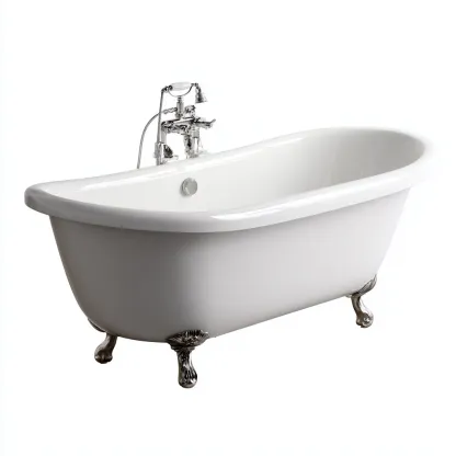 Bañera acrílica 170x75x70 cm - blanca - estilo clásico con patas para baño-Luxemylab