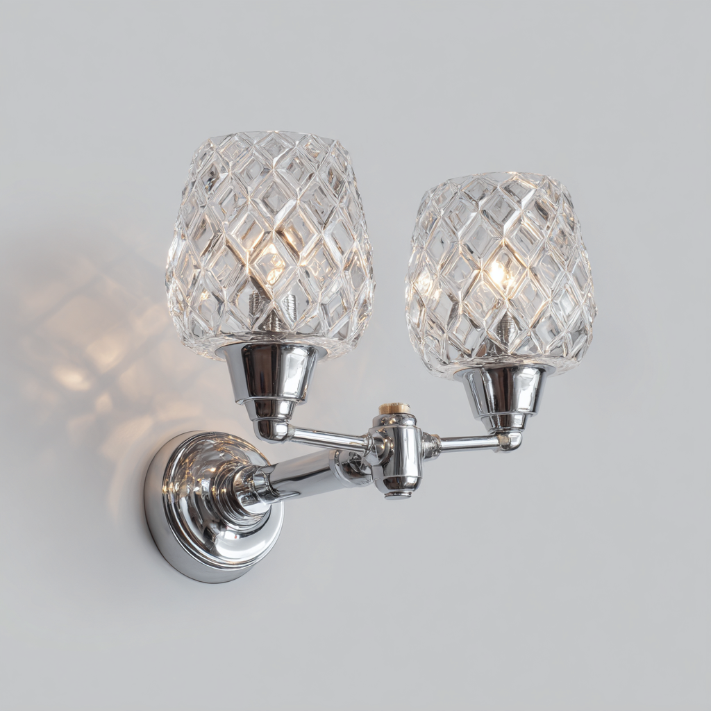 Aplique de pared - metal y vidrio - 23x25 cm - plateado - para interiores - estilo moderno-Luxemylab